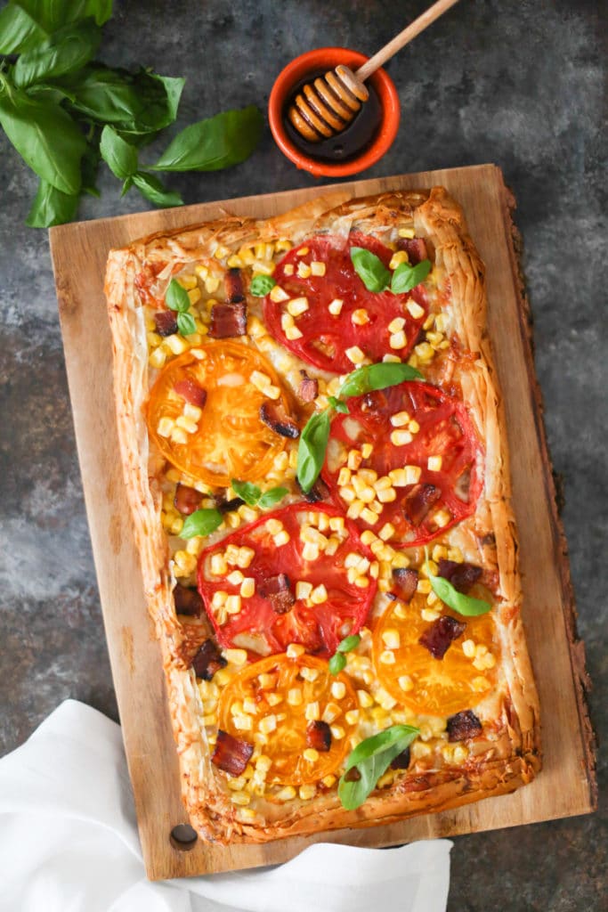 Summer Tart With Tomatoes, Corn, And Bacon - Domesticate Me