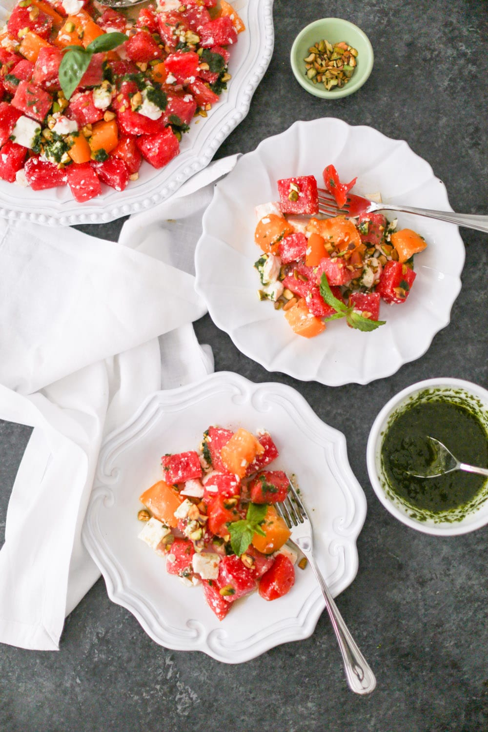 Watermelon, Tomato, and Feta Salad with Herb Vinaigrette 