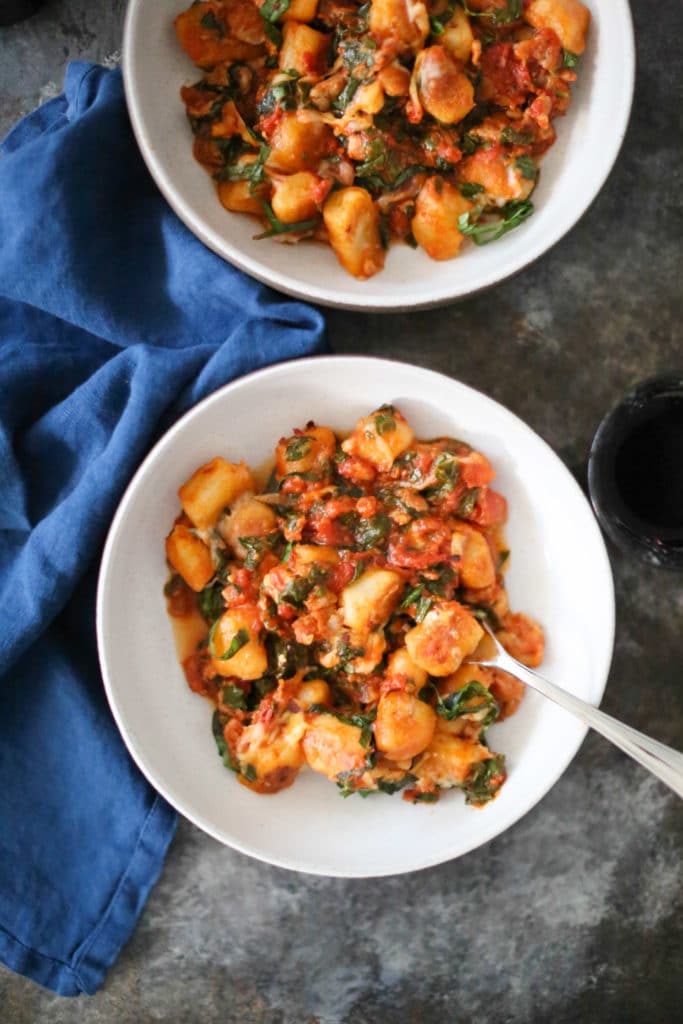 Skillet Cauliflower Gnocchi with Sausage and Spinach Domesticate ME