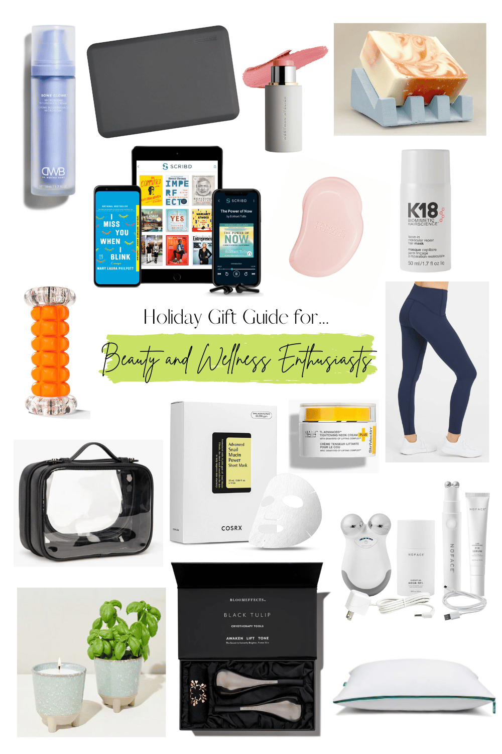 collage of beauty and wellness gift ideas