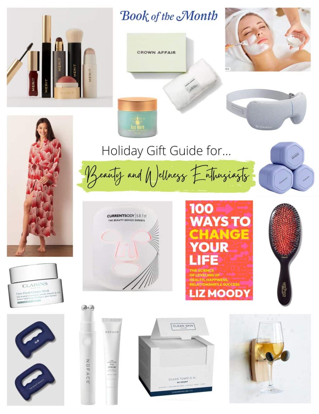 Collaged images of beauty and wellness gift ideas.